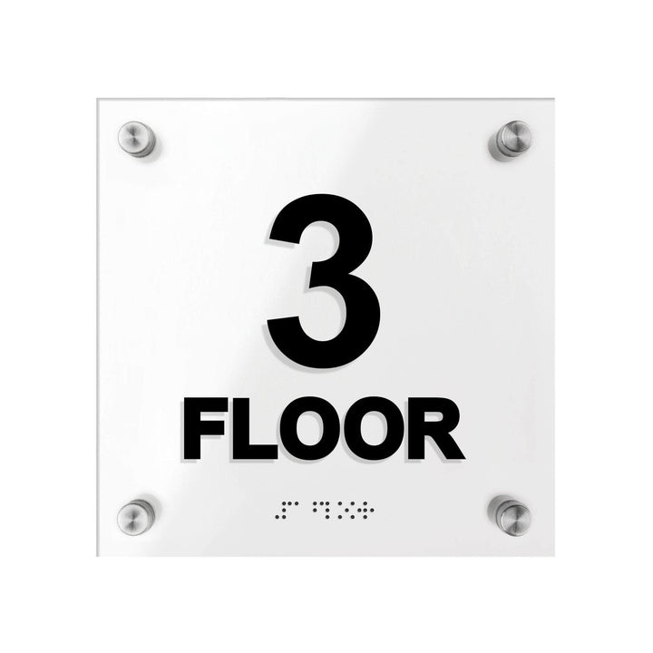 Floor Signs - Acrylic 3rd Floor Sign With Braille - "Classic" Design Floor Signs - Acrylic 3rd Floor Sign With Braille - "Classic" Design