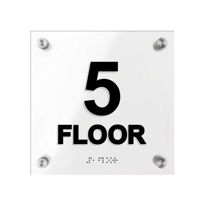 Floor Signs - Acrylic 5s Floor Sign With Braille - "Classic" Design Floor Signs - Acrylic 5s Floor Sign With Braille - "Classic" Design