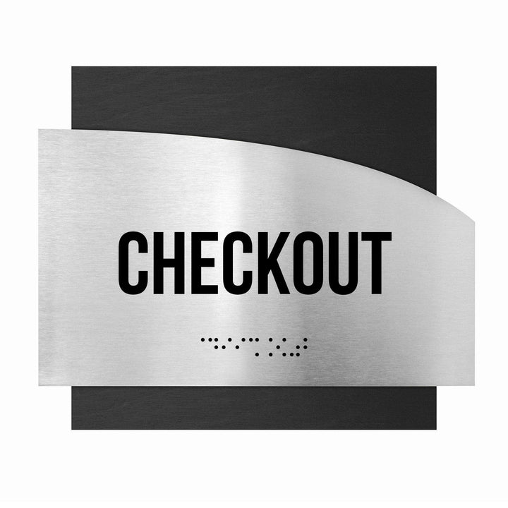 Табличка "Каса": Дерево і нержавіюча сталь — "Wave" Дизайн Табличка "Каса": Дерево і нержавіюча сталь — "Wave" Дизайн