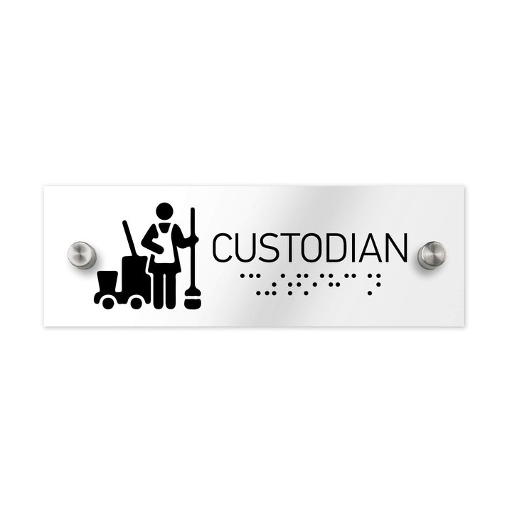 Information Signs - Custodian Signs With Braille - Clear Acrylic Information Signs - Custodian Signs With Braille - Clear Acrylic