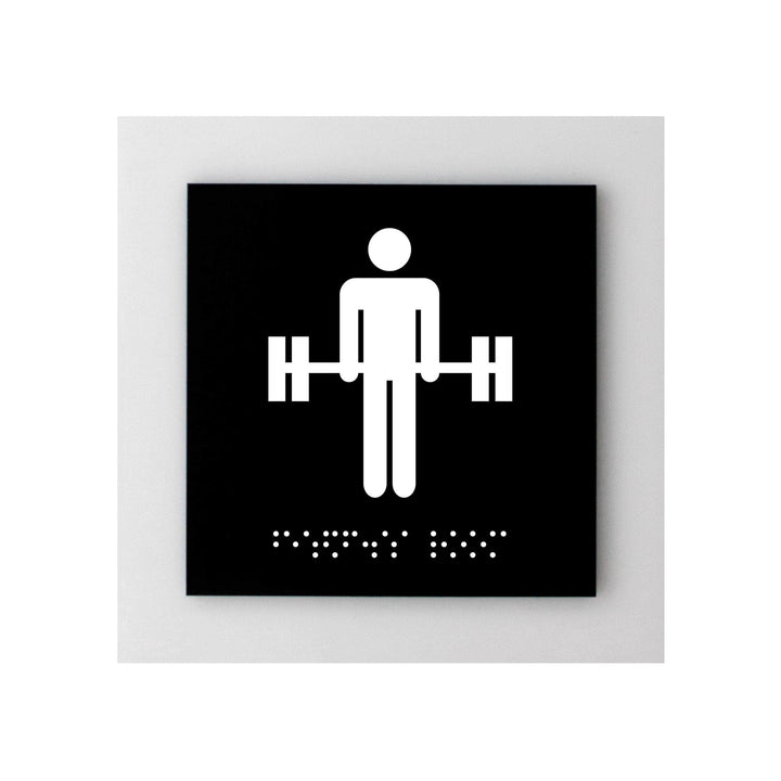 Табличка "Спортивный зал" со шрифтом Брайля: Акриловое стекло — "Simple" дизайн Табличка "Спортивный зал" со шрифтом Брайля: Акриловое стекло — "Simple" дизайн