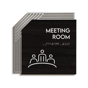 Табличка для переговорних "Meeting room": Нержавіюча сталь та дерево — «Authentic» дизайн