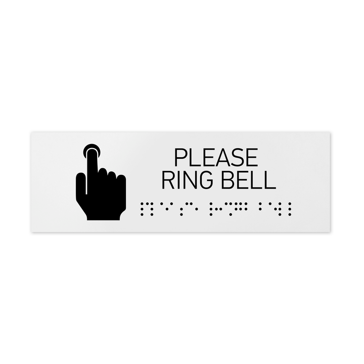 Information Signs - Please Ring Bell Sign With Braille - White Acrylic Information Signs - Please Ring Bell Sign With Braille - White Acrylic
