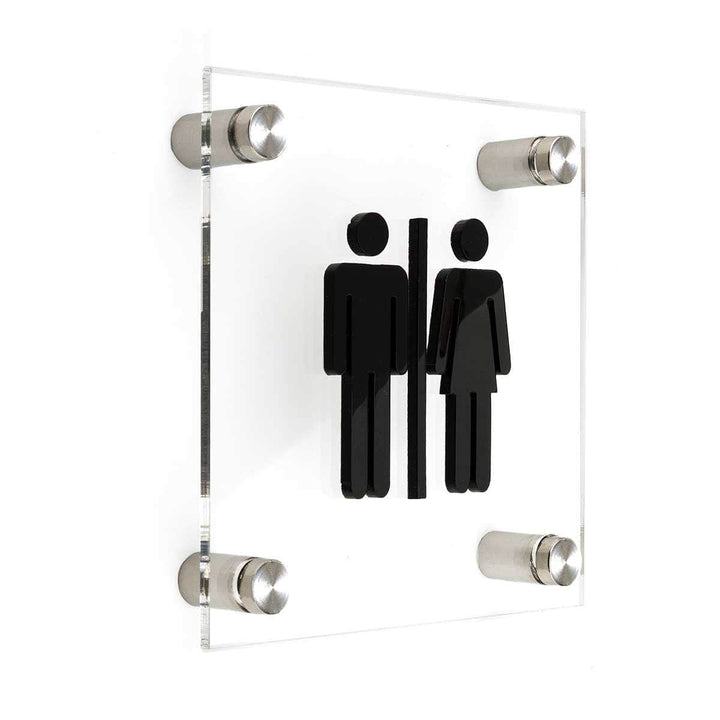 Restroom sign WC Bathroom Signs transparent acrylic and black arylic letters Bsign Restroom sign WC Bathroom Signs transparent acrylic and black arylic letters Bsign