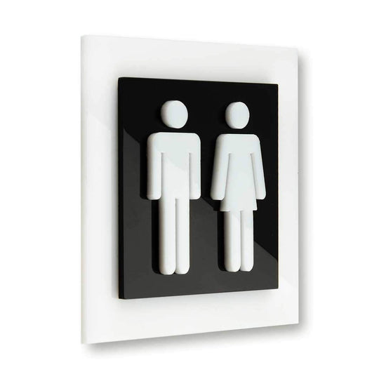 Acrylic Restroom Sign - All Gender Bathroom Signs black/white symbol Bsign Acrylic Restroom Sign - All Gender Bathroom Signs black/white symbol Bsign