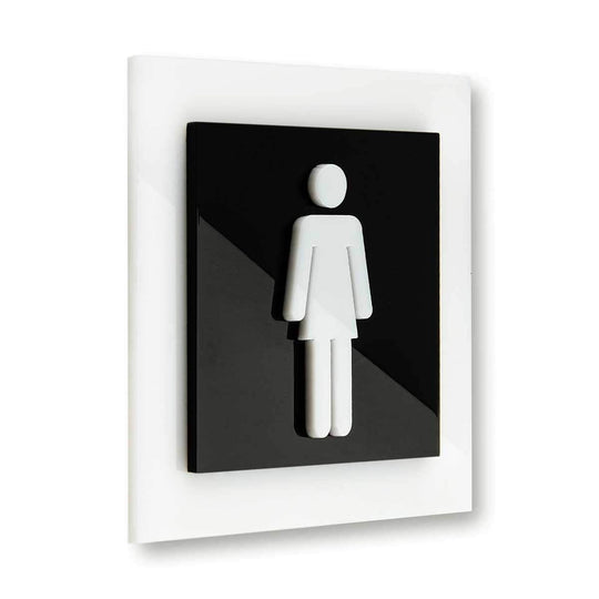 Acrylic Women Sign of Restroom Bathroom Signs black/white symbol Bsign Acrylic Women Sign of Restroom Bathroom Signs black/white symbol Bsign