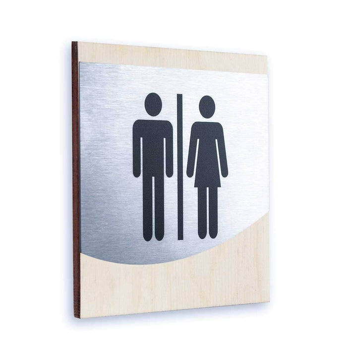 Steel All Gender Sign for Restroom Bathroom Signs Natural wood Bsign Steel All Gender Sign for Restroom Bathroom Signs Natural wood Bsign