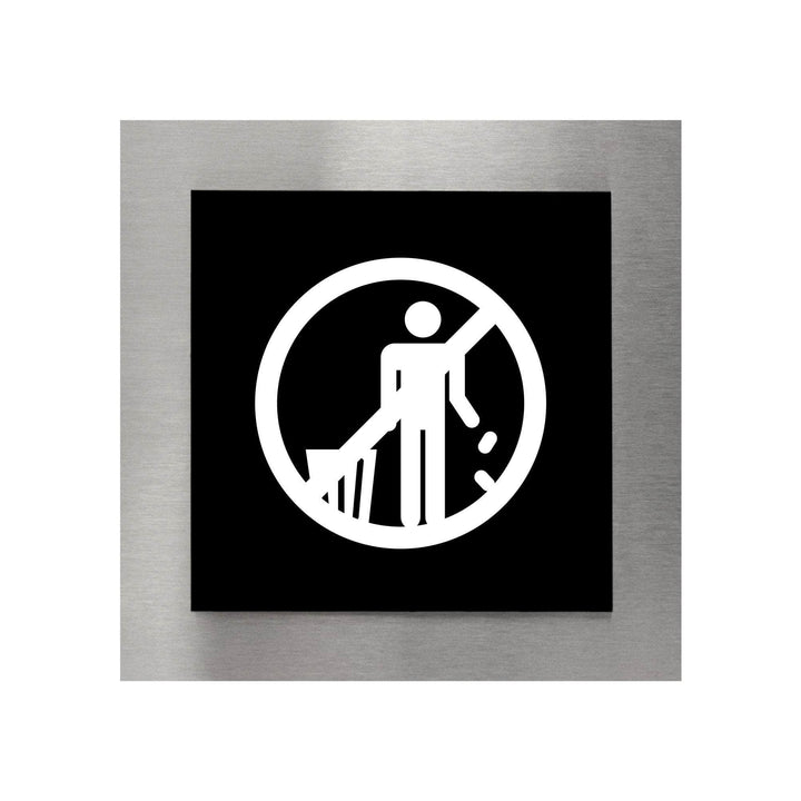 Табличка "Не мусорить": Нержавеющая сталь и акрил — "Modern" Дизайн Табличка "Не мусорить": Нержавеющая сталь и акрил — "Modern" Дизайн