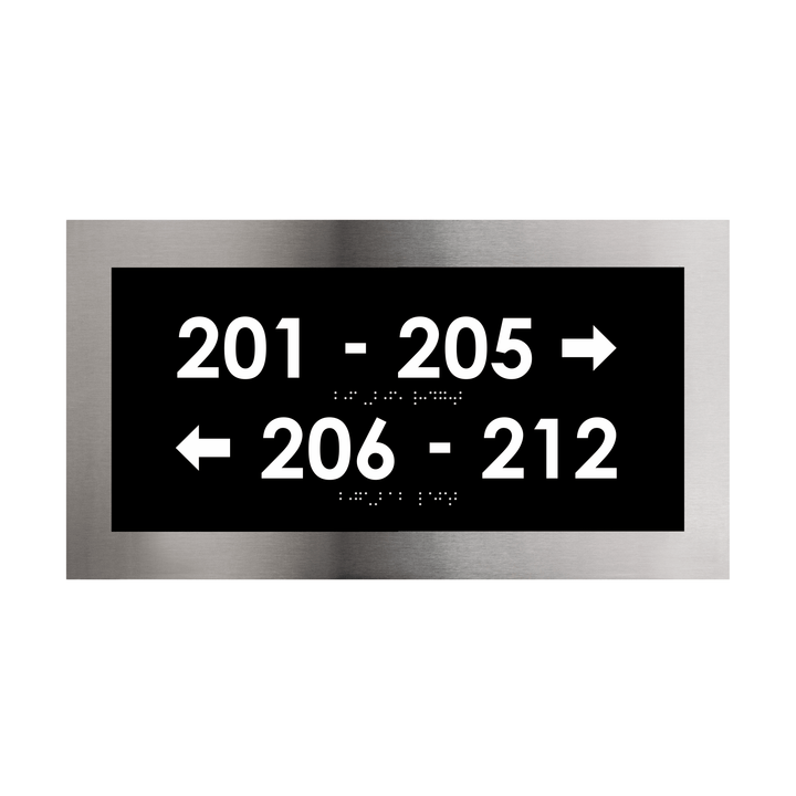 Directional Wayfinding Sign - Interior Stainless Steel Signage - "Modern" Design Directional Wayfinding Sign - Interior Stainless Steel Signage - "Modern" Design