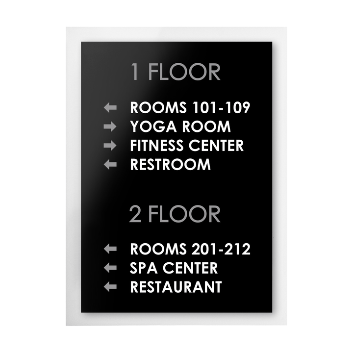 Wayfinding Directional Plate - Interior Stainless Steel Sign - "Simple" Design Wayfinding Directional Plate - Interior Stainless Steel Sign - "Simple" Design