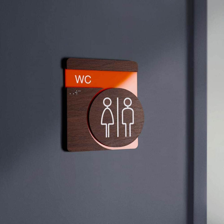 Bathroom Signs Acrylic & Wood Toilet Signs for Bathroom - "Genova" Design