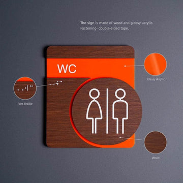 Information signs Utility Room Door Sign: Stainless Steel & Wood Plate — "Genova" Design - Photo #2