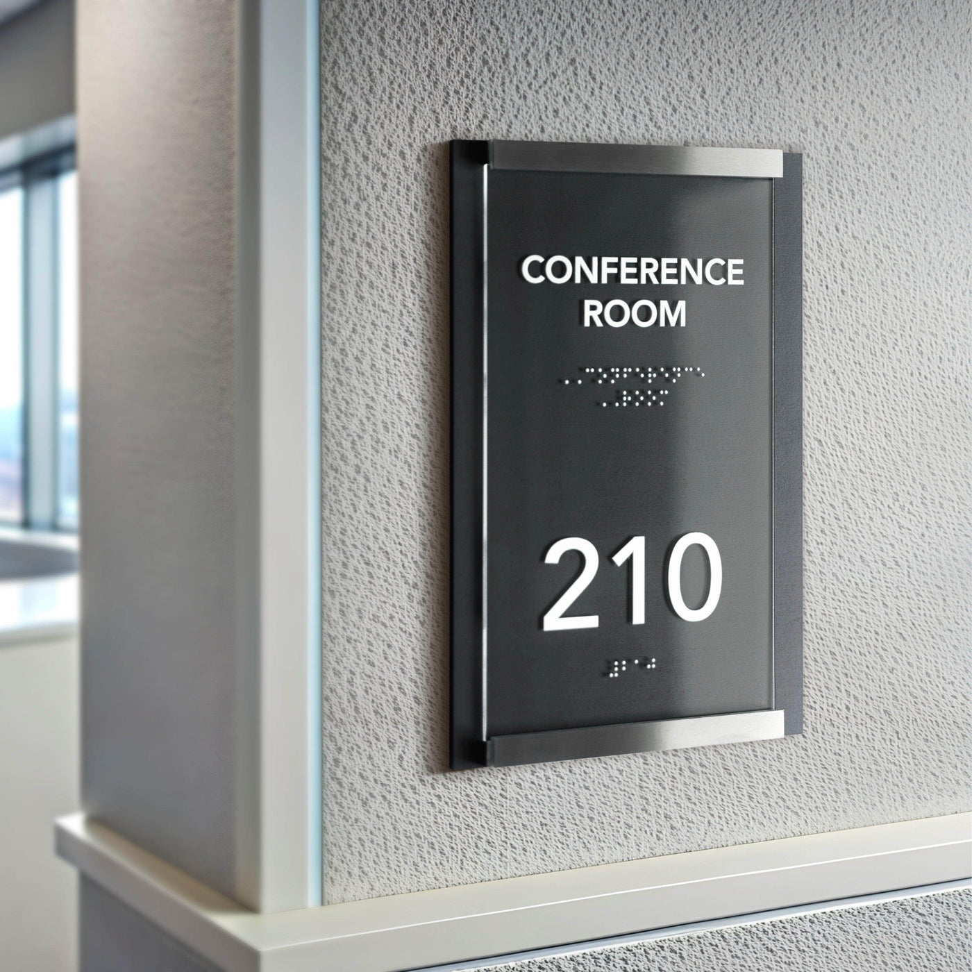 Door Numbers Office Door Number Sign & Name Plates: Stainless Steel & Wood — "Otherside" Design