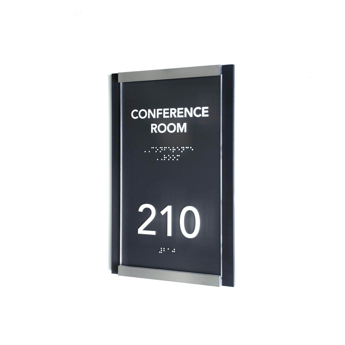 Door Numbers Office Door Number Sign & Name Plates: Stainless Steel & Wood — "Otherside" Design