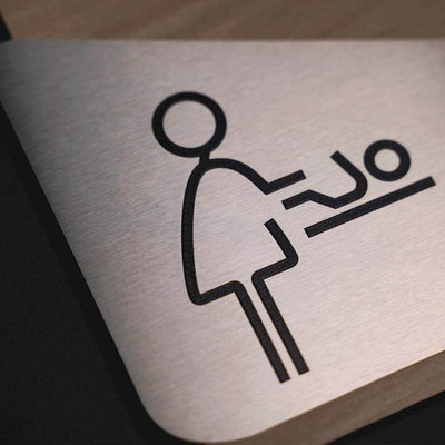 Information signs Wi-Fi Signs: Wood & Stainless Steel Plate — "Downhill" Design