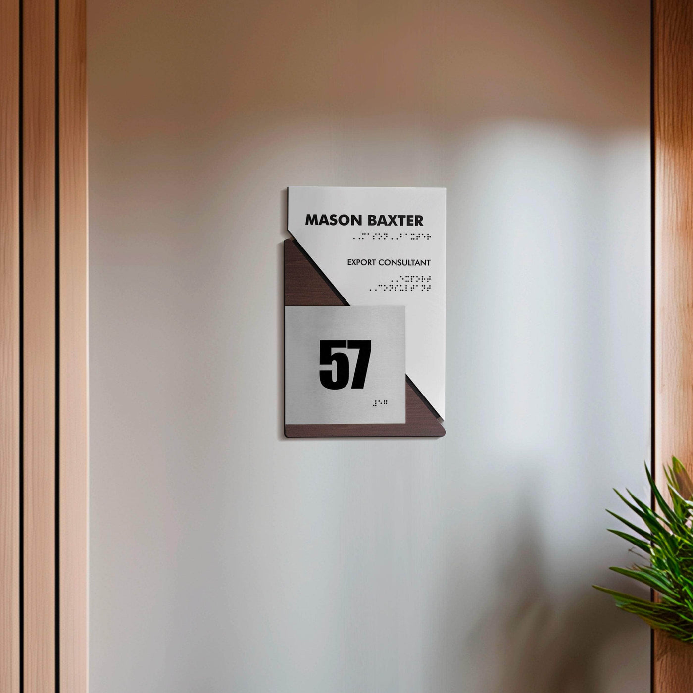 Door Numbers Office Door Number Sign & Name Plates: Stainless Steel & Wood — "Creative" Design