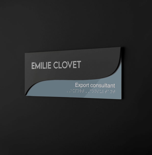 Door Signs Door Sign with Name — Double Acrylic Sign — "Gray Calm"