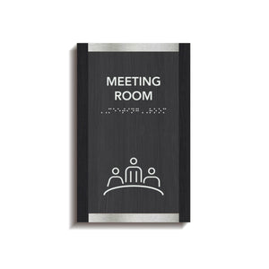 Information signs Meeting Room Sign: Wood & Stainless Steel Plate — "Otherside" Design