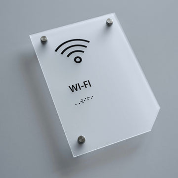 a white sign with a wifi symbol on it - Photo #4