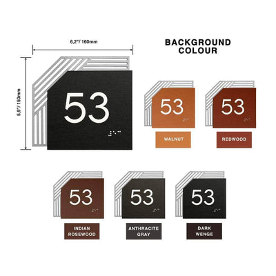 Door Numbers Office Number Sign: Wood & Stainless Steel Plate —  "Authentic" Design