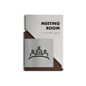 Information signs Meeting Room Sign: Wood & Stainless Steel Plate — "Creative" Design - Photo #1