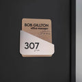 Door Numbers Office Door Number Sign with Personalized Name: Stainless Steel & Wood  — "Downhill" Design - Photo #9