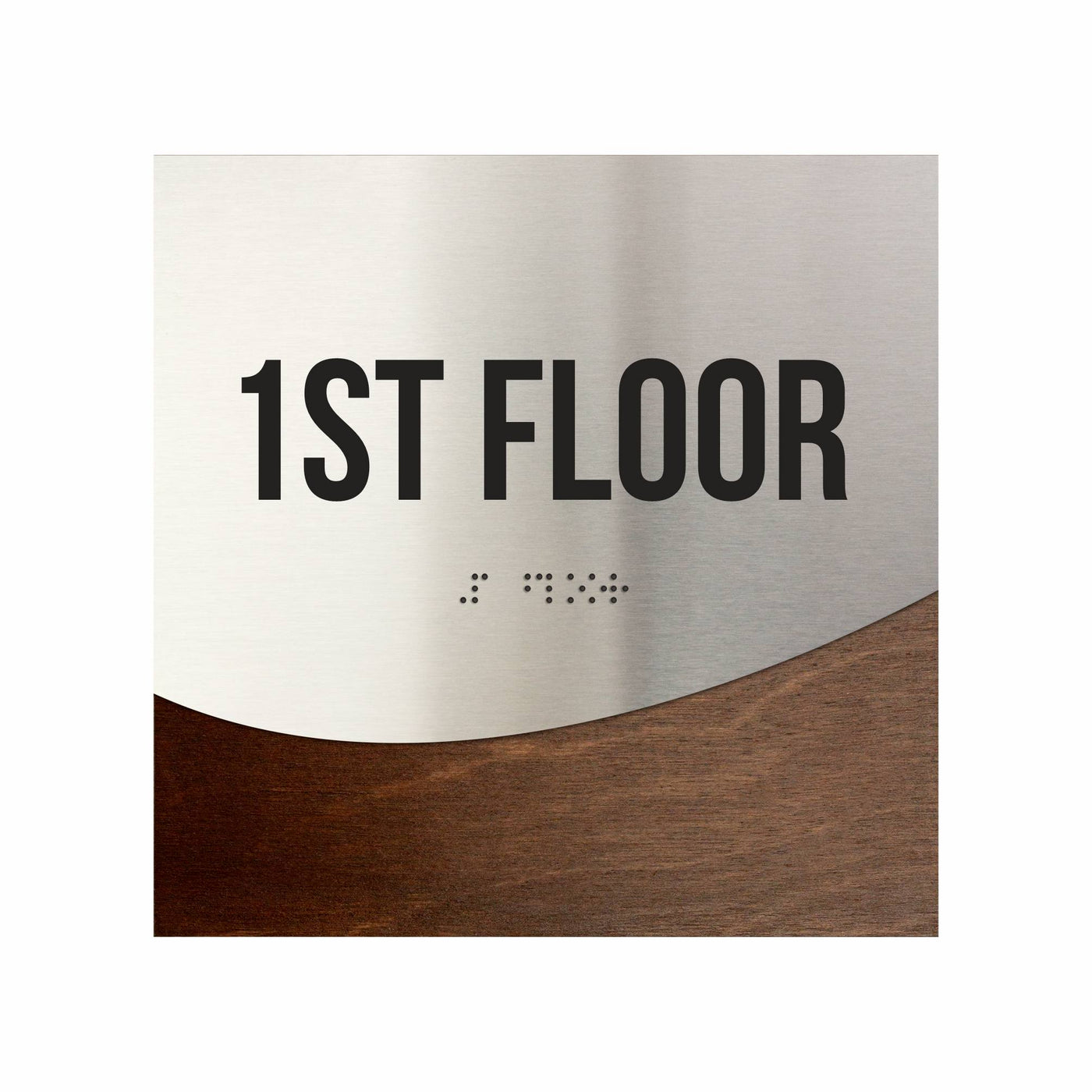 Floor Signs - Sign For 1st Floor - Stainless Steel & Wood  - "Jure" Design