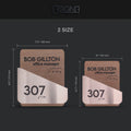 Door Numbers Office Door Number Sign with Personalized Name: Stainless Steel & Wood  — "Downhill" Design - Photo #4