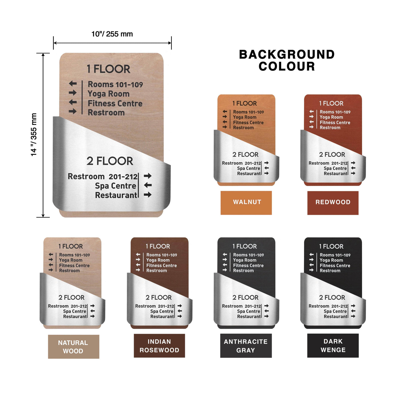 Floor Signs Wayfinding Sign: Custom Steel Wall Plate — "Downhill" Design