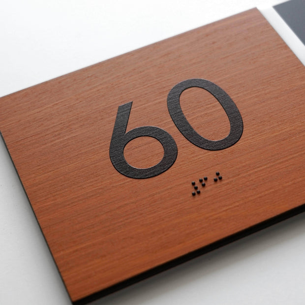 Door Numbers Office Number Sign with Custom Text: Wood & Acrylic Plate — "Dragon" Design