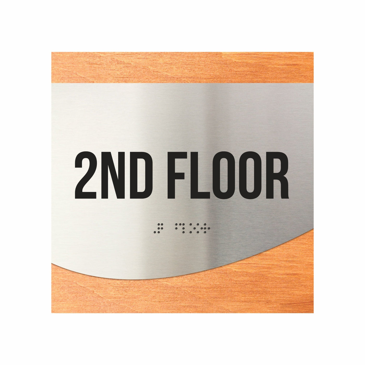 Floor Signs - Sign For 2nd Floor - Stainless Steel & Wood  - "Jure" Design