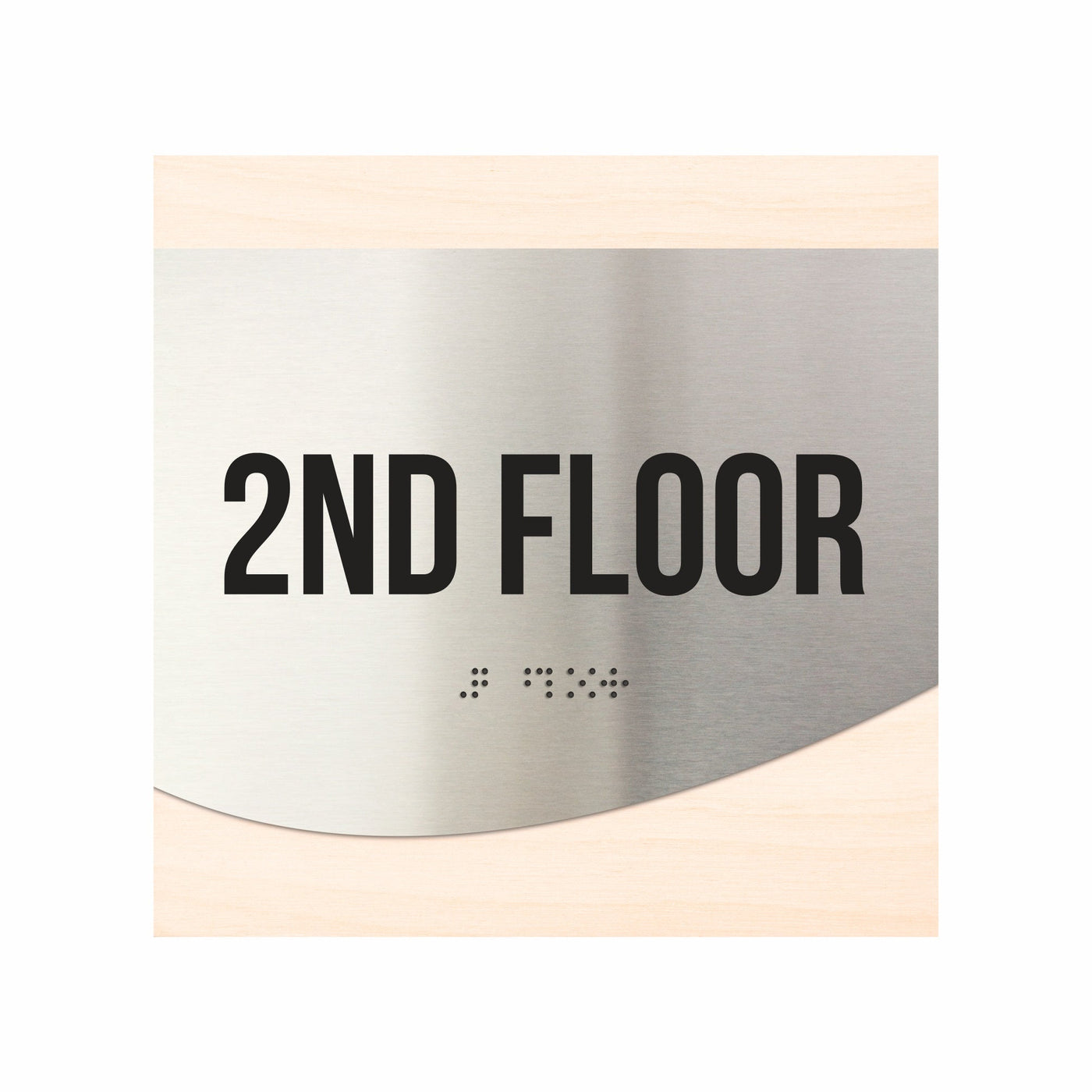 Floor Signs - Sign For 2nd Floor - Stainless Steel & Wood  - "Jure" Design