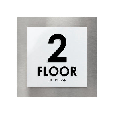 Floor Signs - Sign For 2nd Floor - Interior Stainless Steel Sign - "Modern" Design