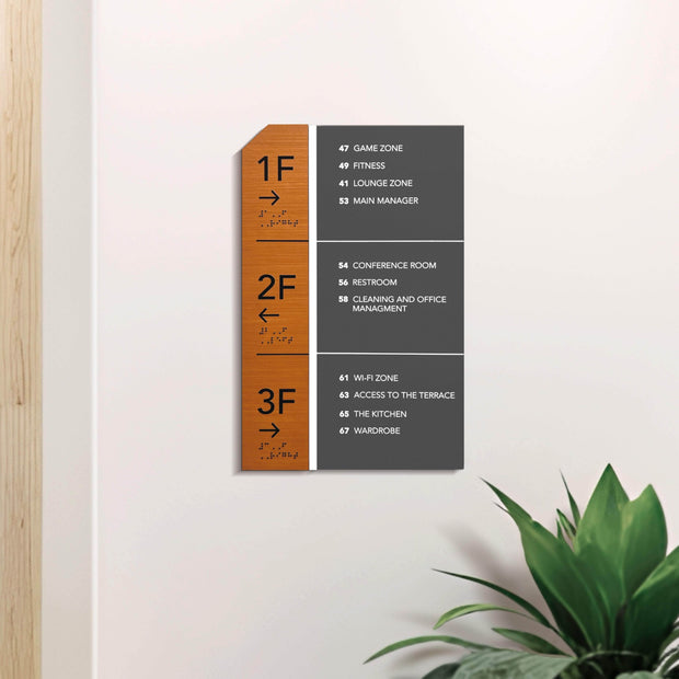 Directional Wayfinding Sign - Wooden Plate "Dragon" Design