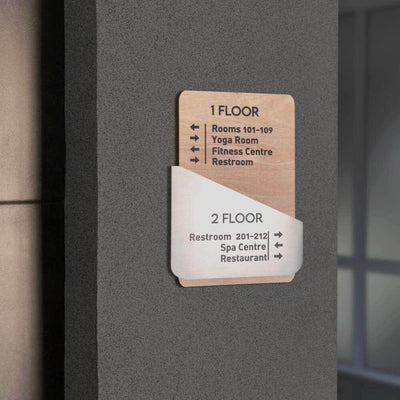 Floor Signs Wayfinding Sign: Custom Steel Wall Plate — "Downhill" Design