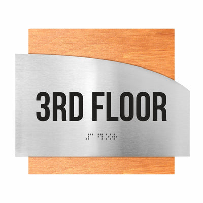 Floor Signs - Steel Sign For 3rd Floor "Wave" Design