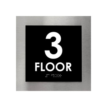 Floor Signs - Sign For 3rd Floor - Interior Stainless Steel Sign - "Modern" Design - Photo #3