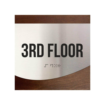 Floor Signs - Sign For 3rd Floor - Stainless Steel & Wood  - "Jure" Design - Photo #9