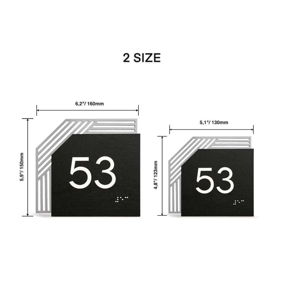 Door Numbers Office Number Sign: Wood & Stainless Steel Plate —  "Authentic" Design