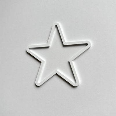 A white star-shaped object is shown against a plain white background.