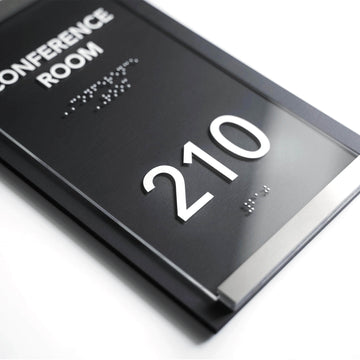 Door Numbers Office Door Number Sign & Name Plates: Stainless Steel & Wood — "Otherside" Design - Photo #9