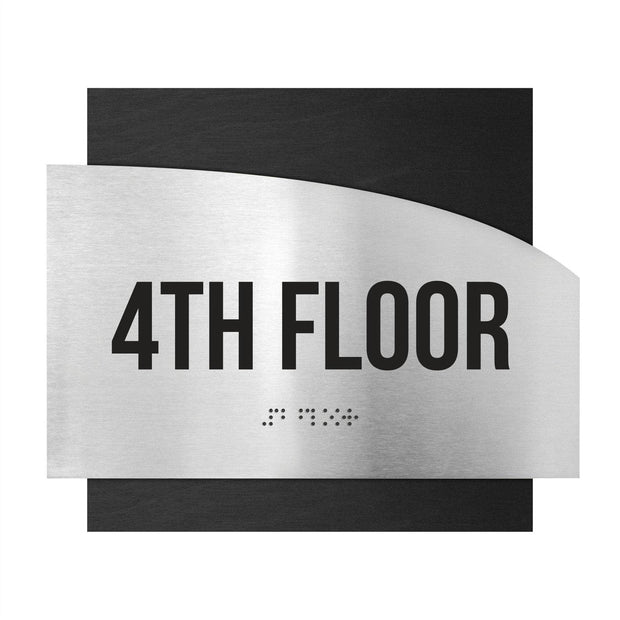 Floor Signs - Steel Sign For 4th Floor "Wave" Design