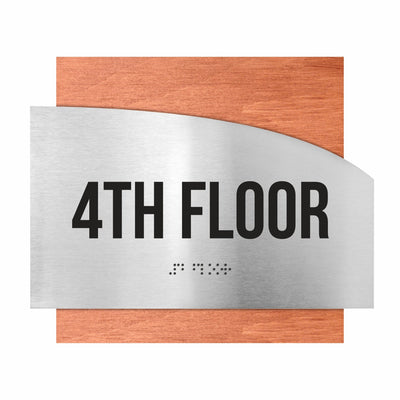 Floor Signs - Steel Sign For 4th Floor "Wave" Design