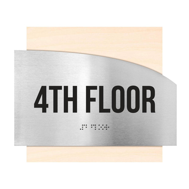 Floor Signs - Steel Sign For 4th Floor "Wave" Design