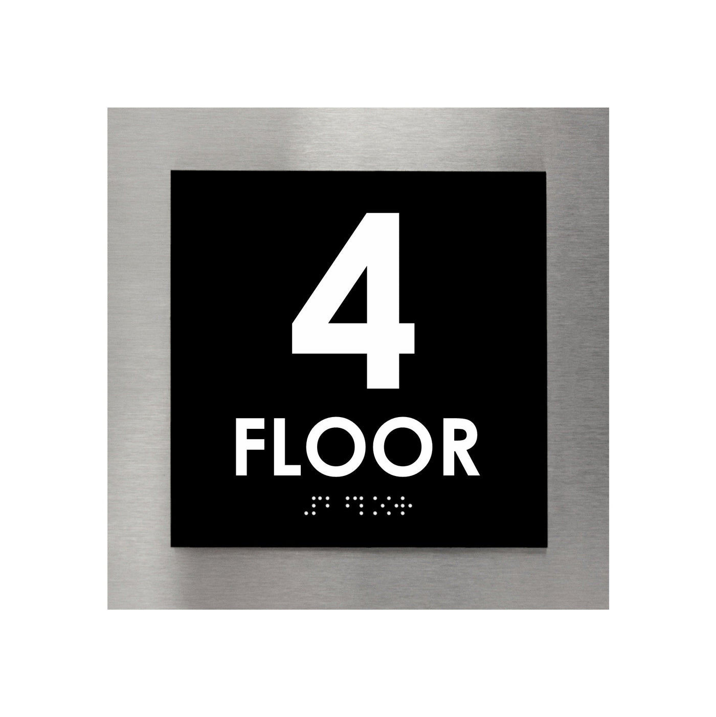 Floor Signs - Sign For 4th Floor - Interior Stainless Steel Sign - "Modern" Design