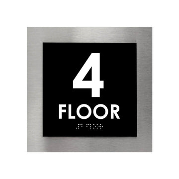 Floor Signs - Sign For 4th Floor - Interior Stainless Steel Sign - "Modern" Design - Photo #3