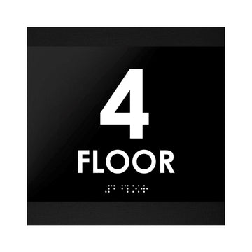 Табличка "4 этаж" со шрифтом Брайля: Дерево и акрил — "Buro" Дизайн - Photo #1