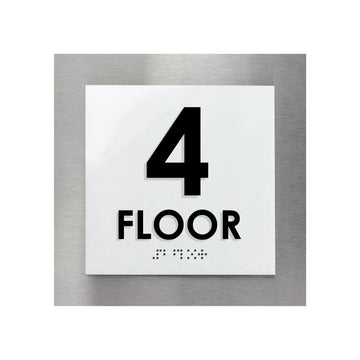Floor Signs - Sign For 4th Floor - Interior Stainless Steel Sign - "Modern" Design - Photo #4