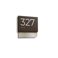a dark brown sign with the number 327 displayed on it. - Photo #7