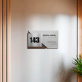 Door Numbers Office Number Sign with Custom Text: Wood & Stainless Steel Plate — "Creative" Design - Photo #6